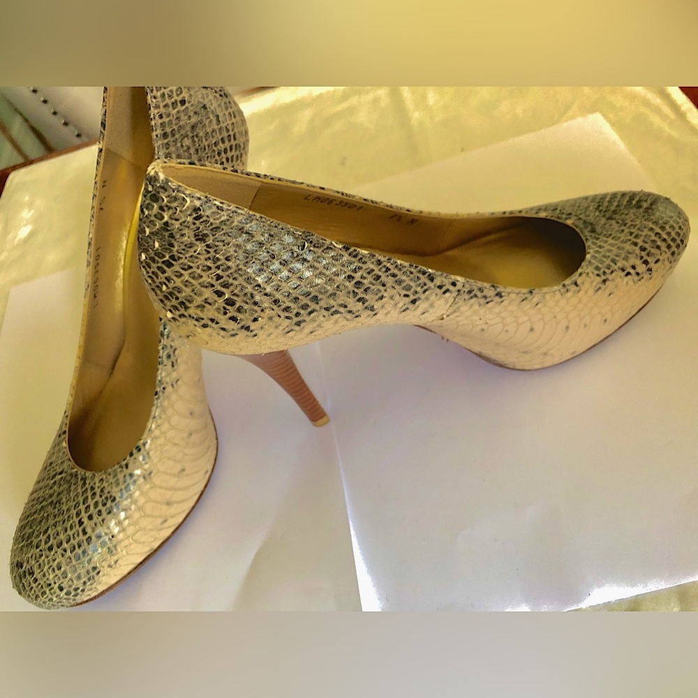Stuart Weitzman platform stiletto python snake print leather pump